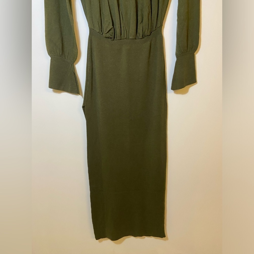 SER.O.YA NWT Diana Dress Long Sleeve Ruched Turtleneck with Slit Size M Green - Picture 10 of 14